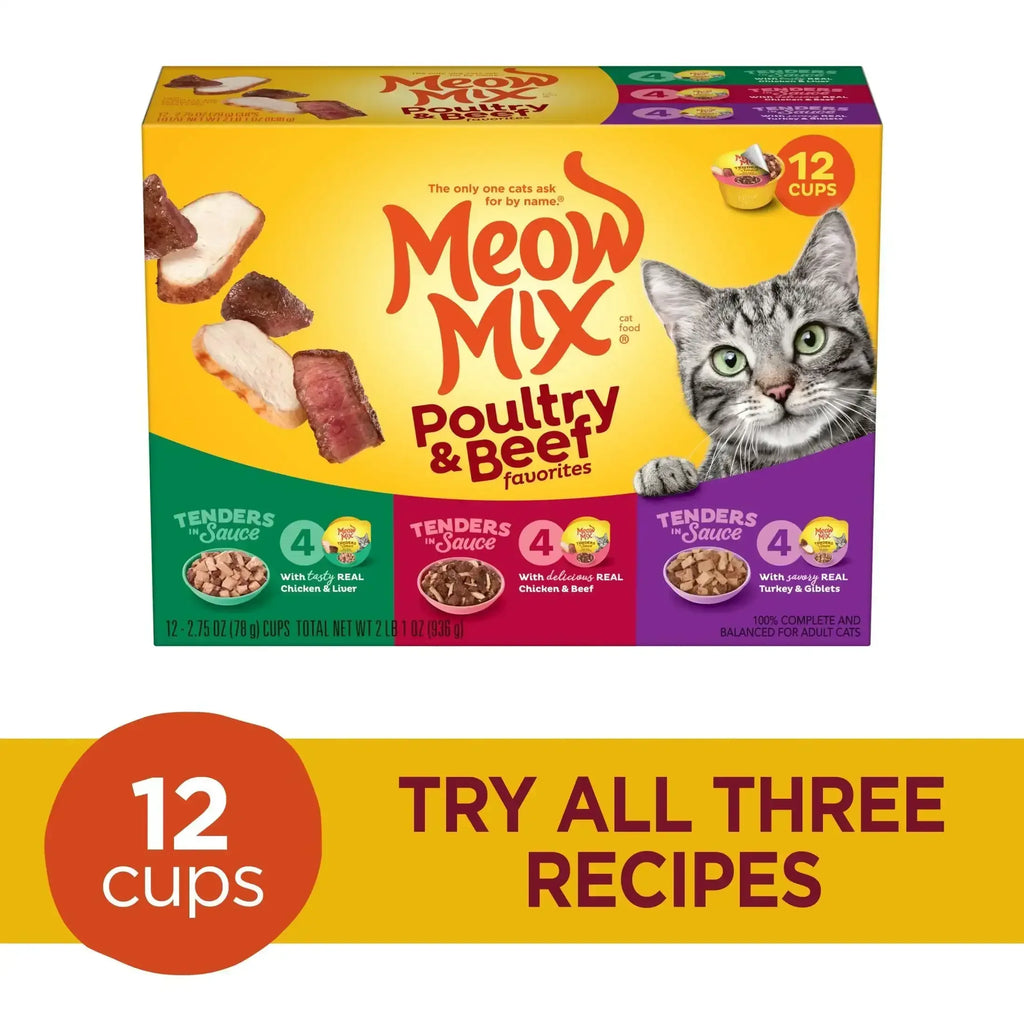 Meow Mix Tender Favorites Poultry & Beef Variety Pack, Wet Cat Food, 2 ...