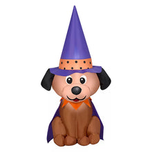 Gemmy Halloween Inflatable Dog in Witch Hat
