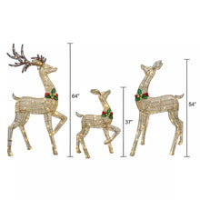 Berkley Jensen Set of 3 Pre-lit Gold Deer with Bells