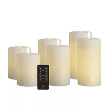 Vela de cera esencial Lumipur, paquete de 6, color blanco lino, con control remoto