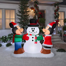 Disney Christmas 5' Inflatable Mickey Mouse and Minnie Mouse Snowman Decorating Scene