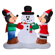 Disney Christmas 5' Inflatable Mickey Mouse and Minnie Mouse Snowman Decorating Scene