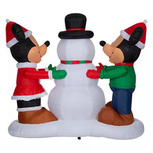 Disney Christmas 5' Inflatable Mickey Mouse and Minnie Mouse Snowman Decorating Scene