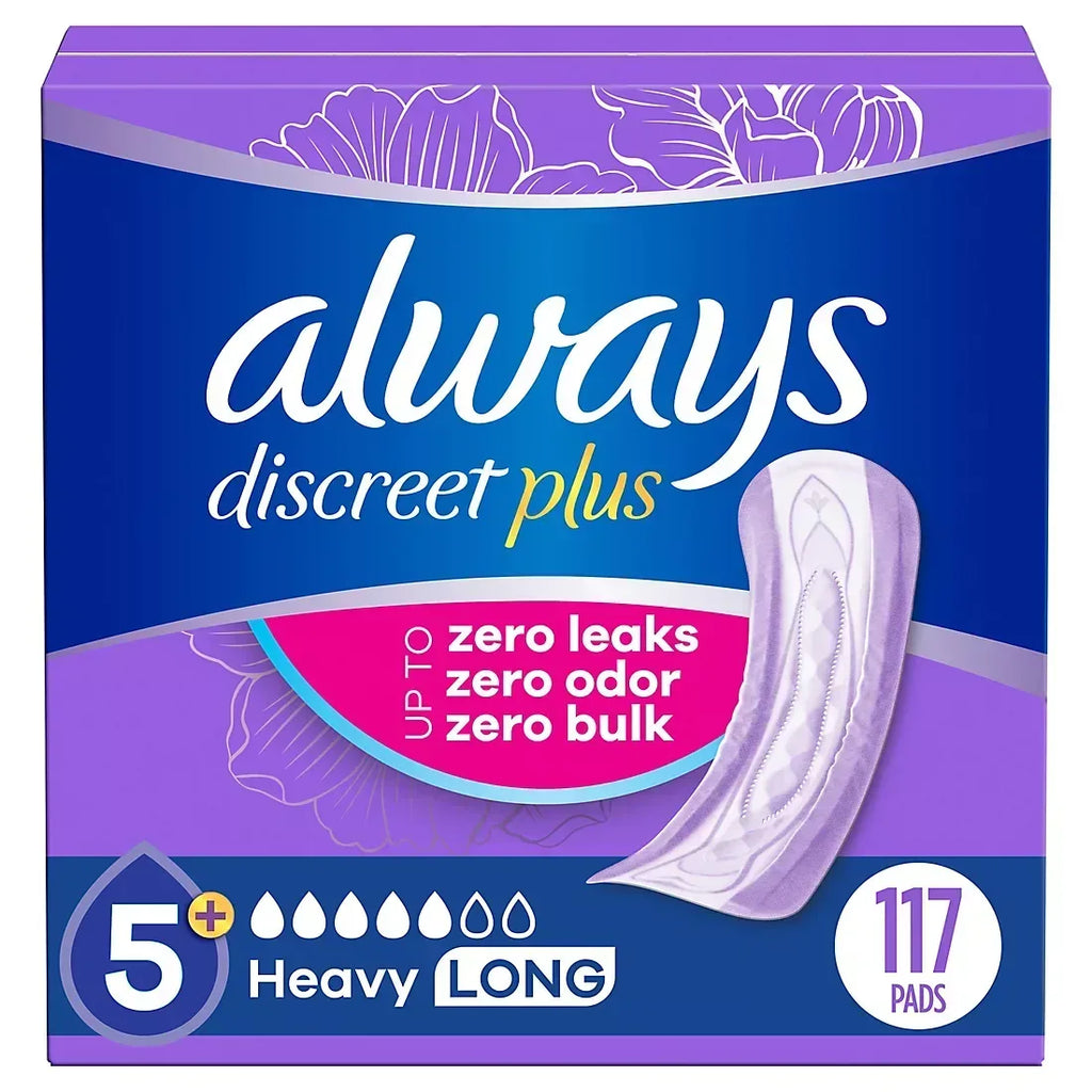 Less Discreet Always Discreet Adult Incontinence Pads, Heavy Absorbency, Long Length ...