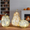 Berkley Jensen Marble Glass Pumpkin with LED Light, 3 Pc.