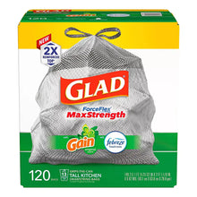 Glad ForceFlex MaxStrength Tall Kitchen Trash Bags - Gain Original with Febreze Freshness, 120 ct./13 gal.