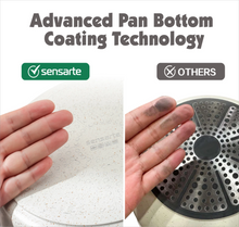 SENSARTE Nonstick Cookware Sets with Detachable Handles, 17Pcs Granite Pots and Pans Set, Induction Kitchen Cookware Sets Stackable White