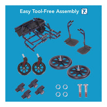 Carex Steel Transport Chair with 19" Seat, Swing-Away Footrests, Blue, 300 lb Weight Capacity - Brands For Less USA