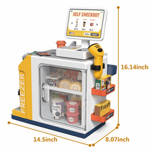 Adofi 46PCS Cash Register for Kids, Kids Pretend Play Toys with Scanner, Shopping Cart, Calculator, Play Food, Toddler Toys for Boys Girls, Toys for Girls 3 6 Years, Kids Toys Cash Register-Yellow