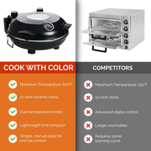 COOK WITH COLOR Pizza Oven, Electric Indoor Pizza Maker, Countertop Pizza Cooker, Black