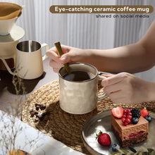 Vesteel Coffee Mug Set of 4, Ceramic Coffee Cups with Handles, 14oz Stoneware Mugs Set for Coffee Tea Milk, Wave Design Mug Gifts for Home Office Restaurant