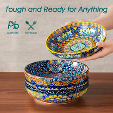 Malacasa Pasta Bowls, Ceramic Salad Bowls Set of 6, 42 oz Large Corlorful Serving Bowls for Kitchen, Dishwasher Microwave Safe Soup Bowls Set, Pasta Plates