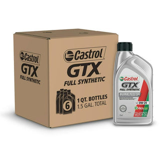 Castrol GTX Full Synthetic 0W-20 Motor Oil, 1 Quart, Case of 6