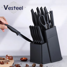 Vesteel Knife Set for Kitchen with Block, 15 Pcs High Carbon Stainless Steel Kitchen Knife Set with Self Sharpening