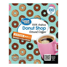 Great Value Donut Shop 100% Arabica Medium Roast Ground Coffee Pods, 38.4oz, 100 Count - Brands For Less USA