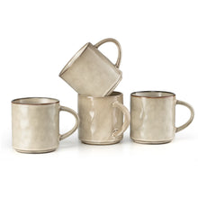 Vesteel Coffee Mug Set of 4, Ceramic Coffee Cups with Handles, 14oz Stoneware Mugs Set for Coffee Tea Milk, Wave Design Mug Gifts for Home Office Restaurant