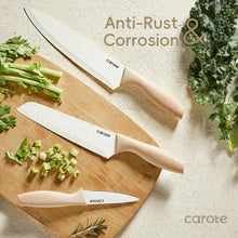 Carote 12Pcs Kitchen Knife Set with Blade Guards, White Granite Ceramic Knife, Stainless Steel