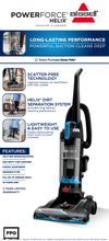 Aspiradora vertical sin bolsa BISSELL PowerForce Helix, apta para mascotas, tecnología antidispersión, sistema de separación de suciedad Helix, ligera, 3313, azul y negra 