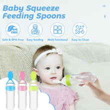 3 Pack Baby Food Feeder, 3 Oz Silicone Baby Feeder, 3 Colors Food Dispensing Spoon, Squeeze Spoon for Boys Girl Kids Toddlers