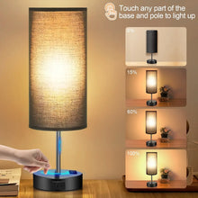 Table Lamps for Bedroom, 3 Way Dimmable Touch Control Bedside Lamp with USB C+A Fast Charging Ports, Nightstand Lamp for Office, Living Room, Reading(E26 Light Bulb Included)