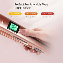 KIPOZI Nano Negative Ion Flat Iron, Anti-Static Hair Straightener with 1 inch Floating Titanium Plates, Champagne Gold