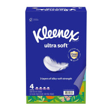Kleenex Ultra Soft Facial Tissues, 4 Flat Boxes, 120 Tissues per Box, 3-Ply