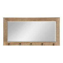 Kate and Laurel Pub Mirror with 5 Metal Hooks, Rustic Gray