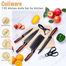 Joyfair Kitchen Knife Set, 7 Pcs Stainless Steel White Knives Block Set for Chef, Super Sharp Professional Knife Set with Universal Knife Block for Home Restaurant, Non-Stick & Anti-Rust