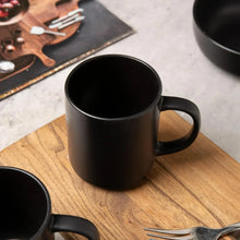 12-Piece Stoneware Dinnerware Set with Mugs | Microwave and Dishwasher Friendly | Stackable Matte Glaze Plates & Bowls | Service for 3 (Black for 3) - Brands For Less USA
