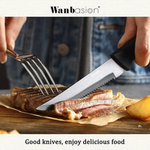 Wanbasion 8PCS Black Steak Knives Set, Steak Knife Set Dishwasher Safe, Sharp Steak Knives Set for Kitchen with Ergonomic Handles