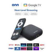 onn 4K Pro Streaming Device, Google TV with Gemini* - Ultra-fast Streaming, Stunning 4K UHD, 32GB Storage, 3GB RAM, Dolby Vision & Atmos, Find My Remote with Backlight, Ethernet Port