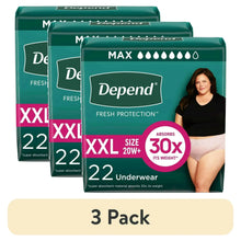 (3 pack) Depend Fresh Protection Incontinence Underwear for Women, Adult Diapers, XXL, 22 Count