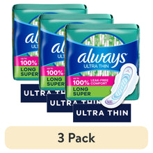 (3 pack) Always Ultra Thin Pads with Wings, Size 2, Long Super Absorbency, 58 Count