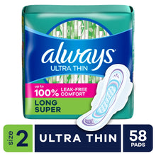 (3 pack) Always Ultra Thin Pads with Wings, Size 2, Long Super Absorbency, 58 Count