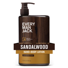 (3 pack) Every Man Jack Mens Sandalwood Hand & Body Lotion for All Skin Types - Dermatologist Tested & Hypoallergenic - Nourish Skin with Lightweight Fast Absorbing Natural Lotion - 13.5oz