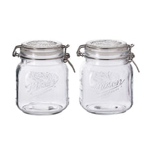 Mason Craft & More Set of 2 Airtight Glass Clamp Jars with Lid, Clear Round Mason Jar Storage Canister, 1 Liter (34oz) - Brands For Less USA