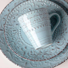 Vancasso, Series Vine, 16-Piece Stoneware Dinnerware Set, Blue and Beige Dinner Set, Service for 4 - Brands For Less USA