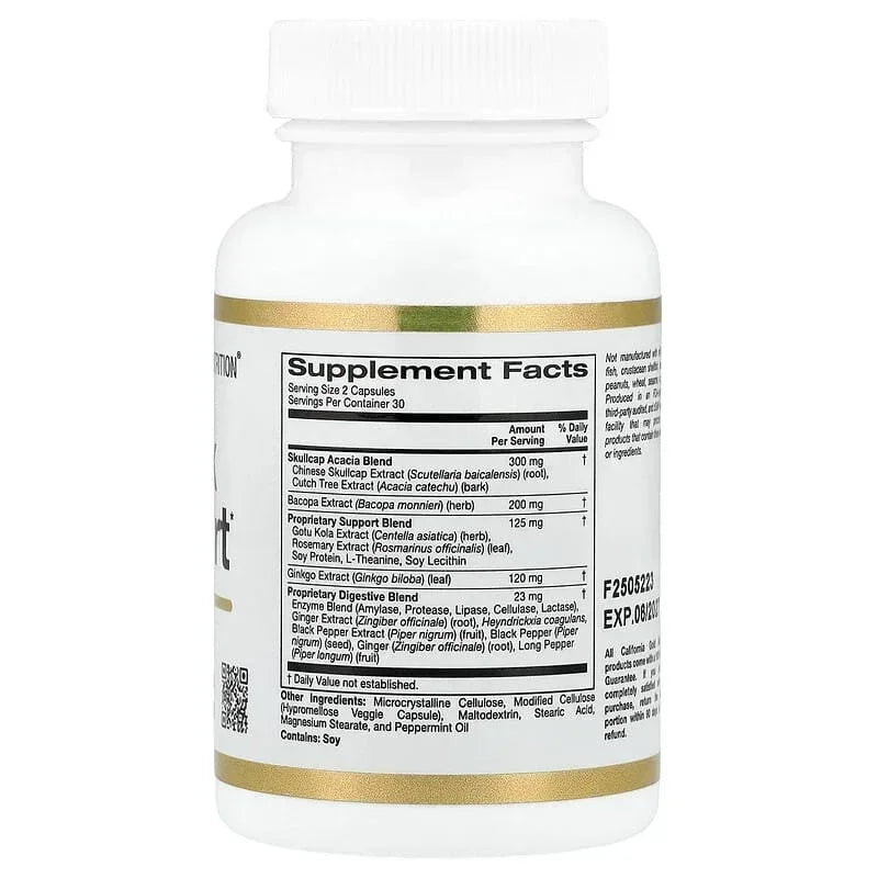 California Gold Nutrition, Think Support, with Ginkgo Biloba, Skullcap ...