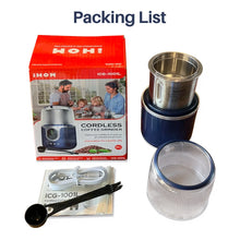 Atilioo Coffee Grinder, Cordless Electric Spice Herb Grinder with Stainless Steel Blades, Low Noise, Ideal for Home/Travel/Camping, Blue