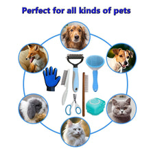 DXIMRX 7 Pcs Cat Dog Brush Grooming Kits, Best Combo Brush for Dogs Cats, Blue