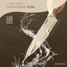 Carote 12 Pcs Kitchen Knife Set, Stainless Steel Knife Set with Nonstick Creamic Coating, Taupe