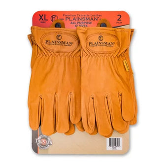 Plainsman Premium Cabretta Brown Leather Gloves (2 Pairs)