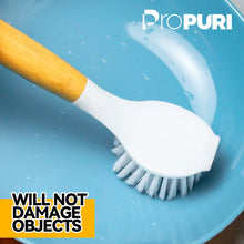 propuri Dish Brush Set with Bamboo Handle, Kitchen Scrub Brush,3 Pack Yellow White Black - Brands For Less USA