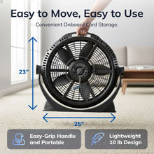 Lasko WindMachine 20" Large Floor Fan with Pivoting Head for Whole Room Cooling, Portable Indoor 3-Speed Air Circulator, Black, A20305