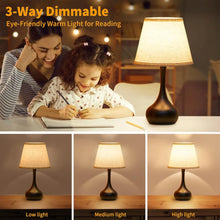 LOFTER-PRO Touch Table Lamps for Bedroom, 3-Way Dimmable Bedside Lamp - Home Decor, Touch Controlled Small Light For Bedroom, Living Room, Office, Desk (Including LED Bulbs)