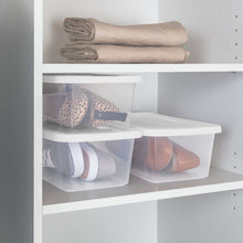 Sterilite Set of (10) 6 Quart Storage Boxes, Clear Plastic Storage Bin with Snap-On Lid, White