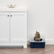IRIS Open Top Cat Litter Box with Shield, Navy