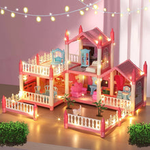 Dollhouse Play Toys Set, 5 Rooms Kids Dollhouse with Doll Toy Figure, Furniture and Accessories, Doll House Gift Toys for Kids Girls Ages 3 & Up, Pink - Brands For Less USA