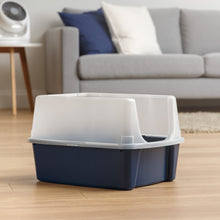 IRIS Open Top Cat Litter Box with Shield, Navy