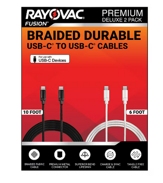 Rayovac USB-C Cables, 2 pk.